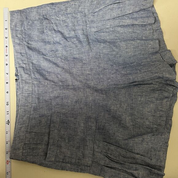 Boden 100% Linen Chambray Shorts Women’s 8 Blue Pleated Front High Rise A-Line - Picture 6 of 9